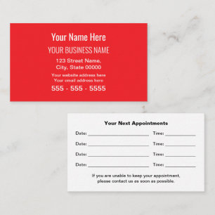 Red Modern Professional Appointment Card