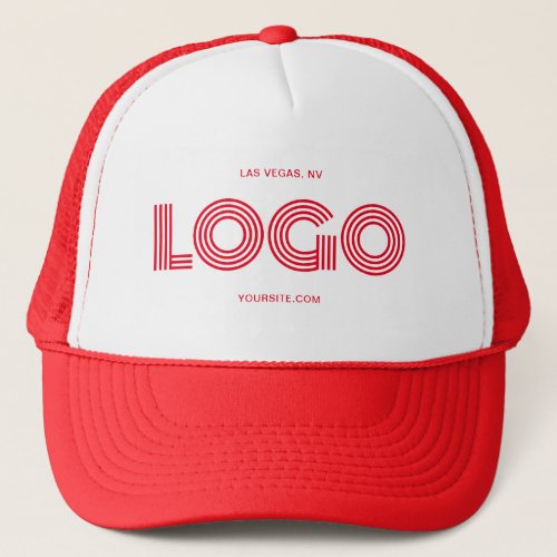 Red Modern Rectangular Logo Promo Trucker Hat