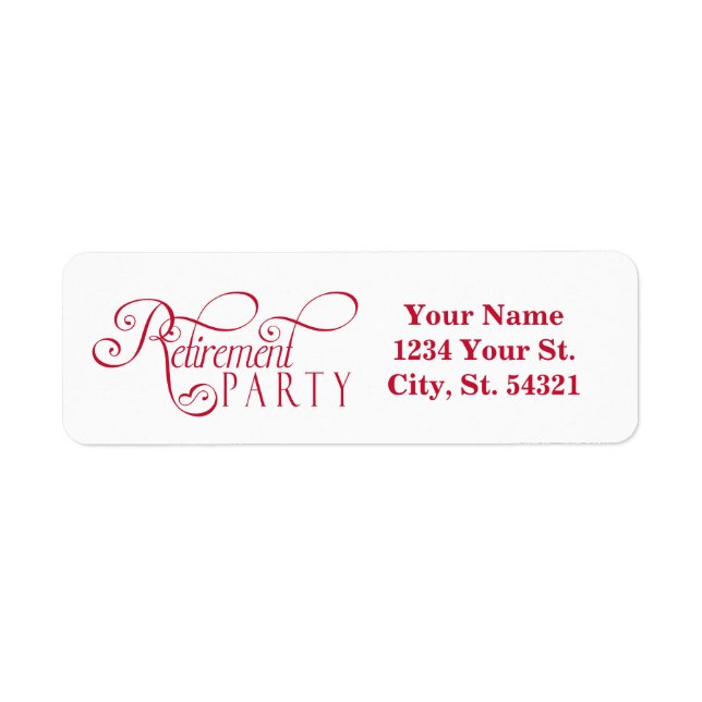Red, Modern Retirement Address Labels (Front)