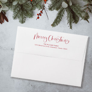 Red Modern Simple Calligraphy Merry Christmas Envelope