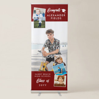 Red Modern Snapshot Congrats Graduation Retractable Banner