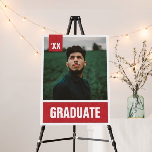 Red Modern Textured Photo Graduation Foam Board