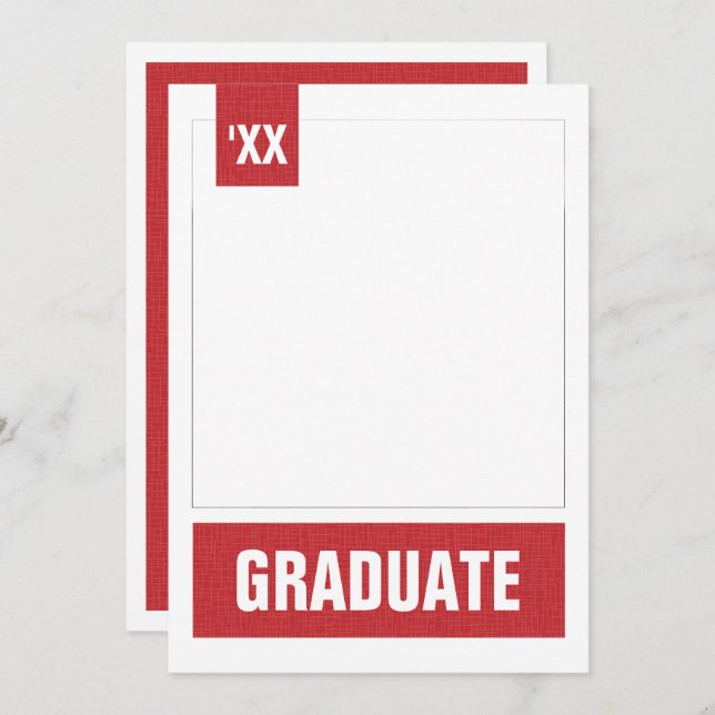 Red Modern Textured Photo Graduation Invitation (Front/Back)