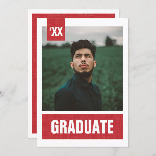 Red Modern Textured Photo Graduation Invitation