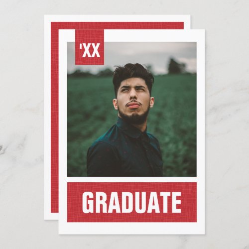 Red Modern Textured Photo Graduation Invitation