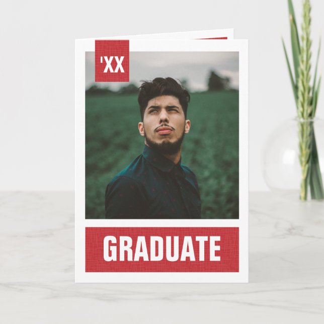 Red Modern Textured Photo Graduation Invitation (Front)