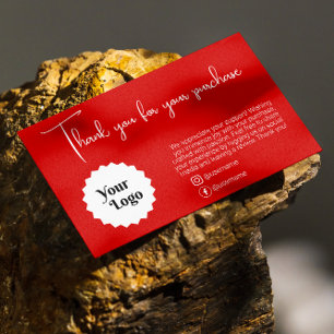 Red Modern Thank You For Your Purchase Business Card