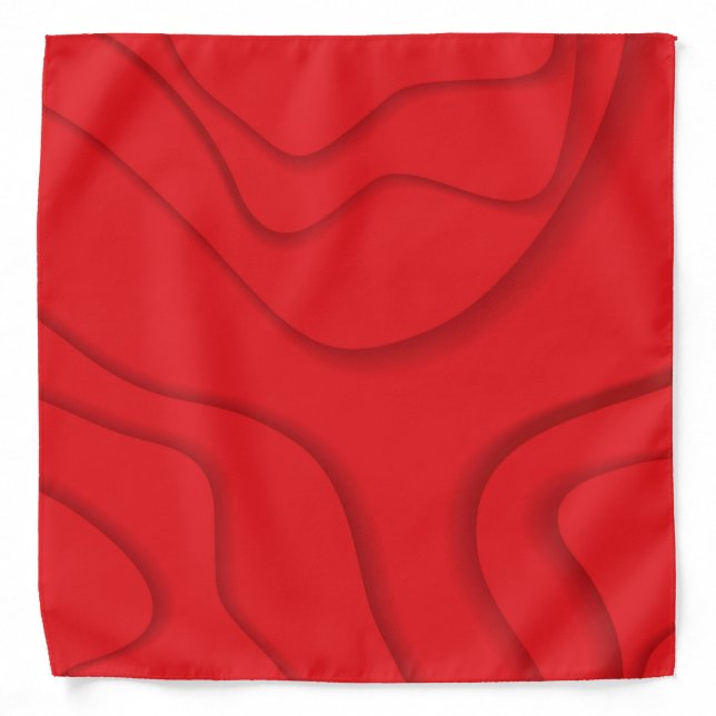 Red, modern, trendy, cool paper cut style art bandana (Front)