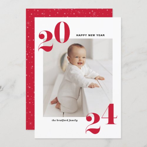 Red Modern Typography 2024 Happy New Year Holiday Card