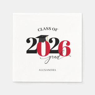 Red Modern Typography Class of 2026 Graduate  Napkins