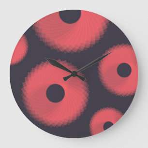 Red, modern, urban, fun abstract geometric graphic large clock