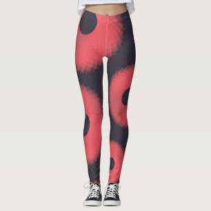 Red, modern, urban, fun abstract geometric graphic leggings