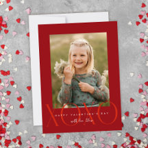 Red Modern XOXO Photo Classroom Valentine Card