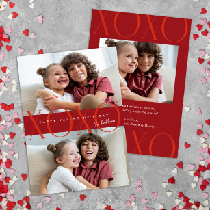 Red Modern XOXO Photo Valentine's Day Holiday Card
