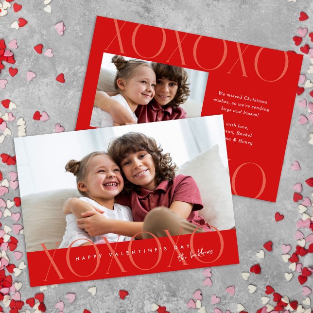 Red Modern XOXO Photo Valentine's Day Holiday Card (Creator Uploaded)