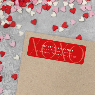 Red Modern XOXO Valentine's Day Return Address Label