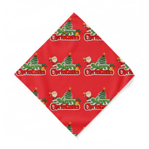 Red Modren cute Typography Merry Christmas Bandana