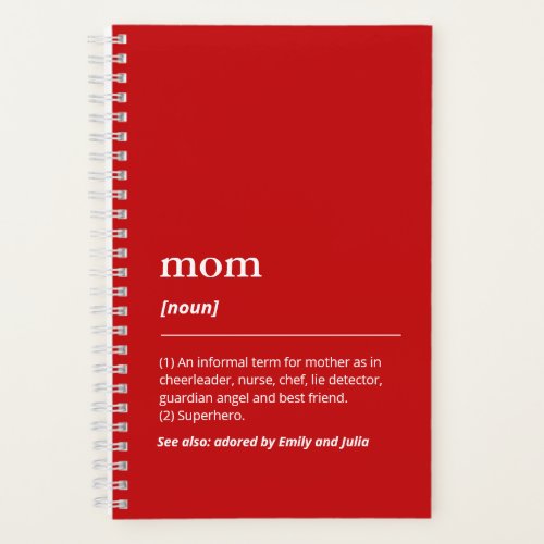 Red Mom definition funny custom kids names Notebook