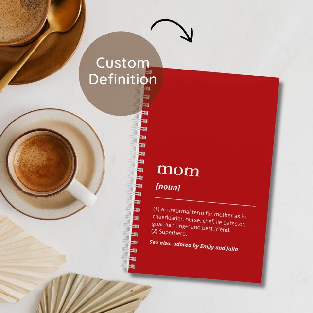 Red Mom definition funny custom kids names Notebook (Creator Uploaded)