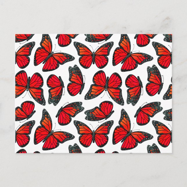 Red Monarch Butterfly Pattern Postcard (Front)