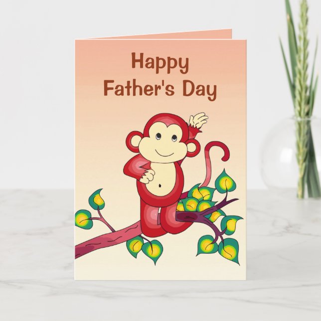 Red Monkey Animal Fathers Day Card (Front)