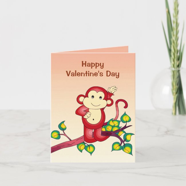 Red Monkey Animal Valentines Day