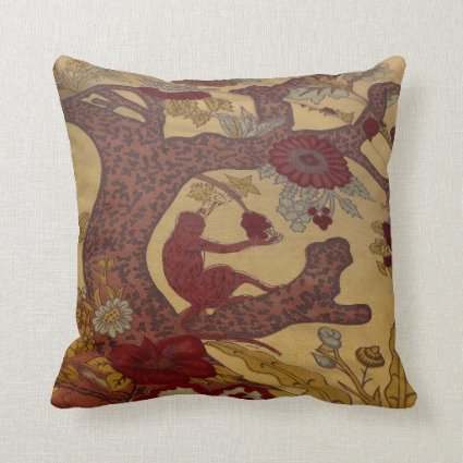 Red Monkey in a Tree with Flowers Throw Pillow