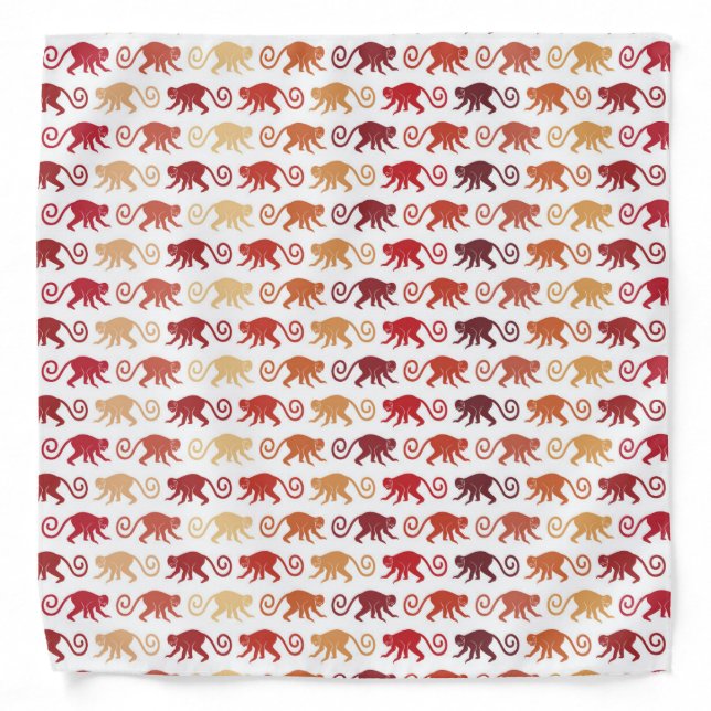Red Monkeys Pattern Bandana (Front)
