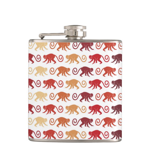 Red Monkeys Pattern Flask (Front)
