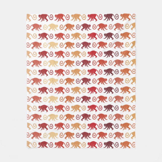 Red Monkeys Pattern Fleece Blanket (Front)