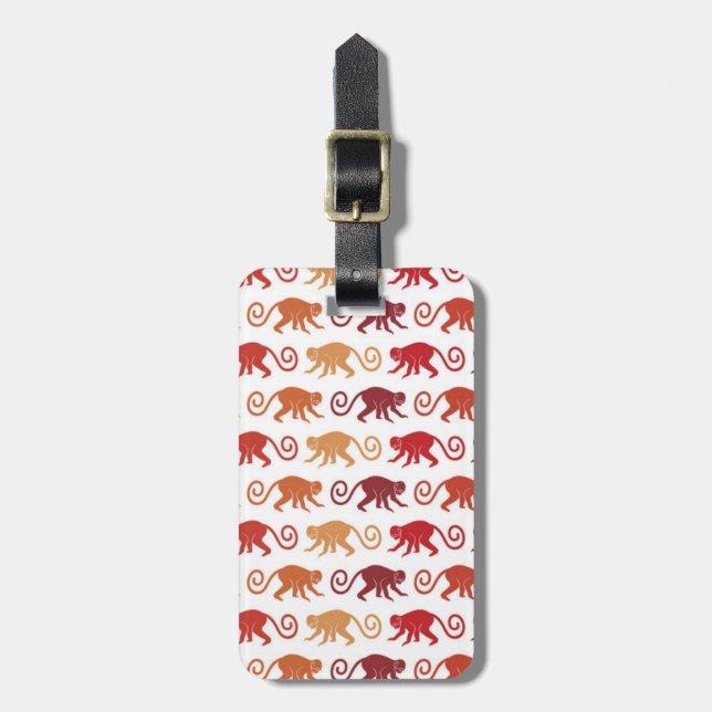 Red Monkeys Pattern Luggage Tag (Front Vertical)