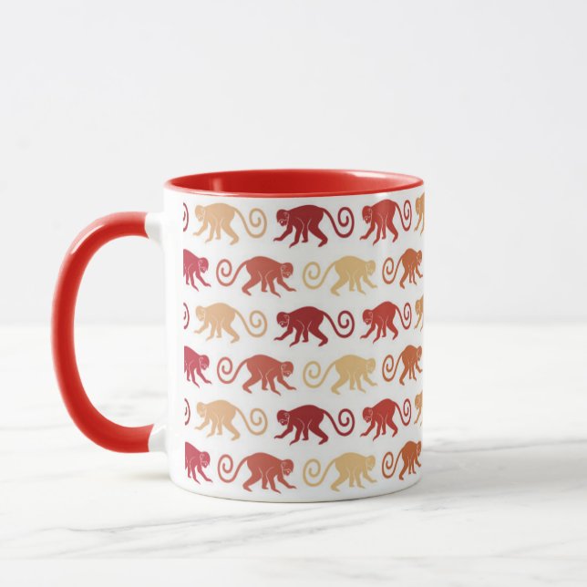 Red Monkeys Pattern Mug (Left)