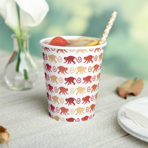 Red Monkeys Pattern Paper Cups