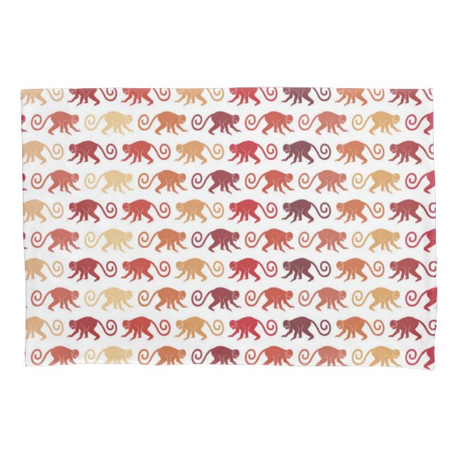 Red Monkeys Pattern Pillow Case (Front-Left)