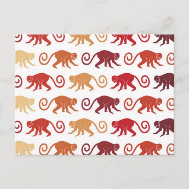 Red Monkeys Pattern Postcard (Front)