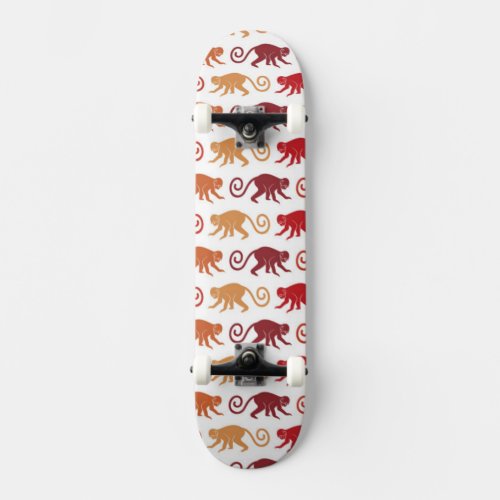 Red Monkeys Pattern Skateboard