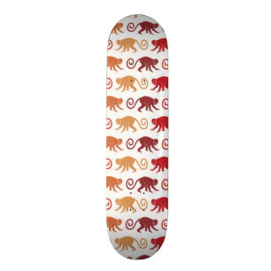 Red Monkeys Pattern Skateboard