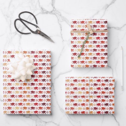 Red Monkeys Pattern Wrapping Paper Sheets