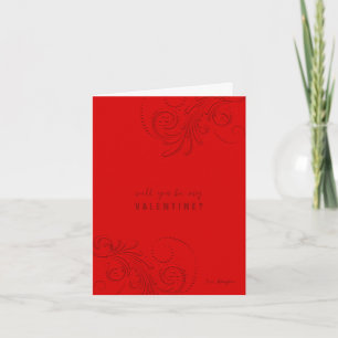 Red Monochromatic Swirls Will You Be My Valentine Invitation
