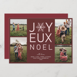 Red Monochrome Joyeux Noel Modern Holiday Card