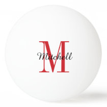 Red Monogram and Name Personalized Ping-Pong Ball Red Monogram and Name Personalized Ping-Pong Ball