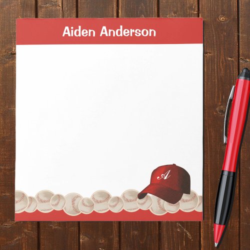 Red Monogram Baseball Cap Notepad