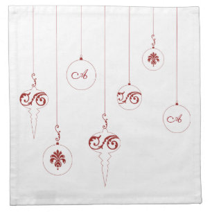 Red Monogram Bauble Hanging Christmas Ornaments Cloth Napkin
