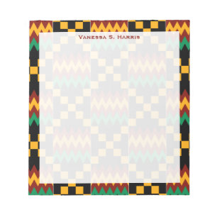 Red Monogram Black Yellow Kwanzaa Kente Cloth Notepad