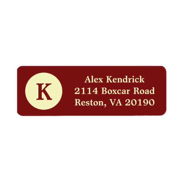 Red Monogram Dot Address Labels (Front)