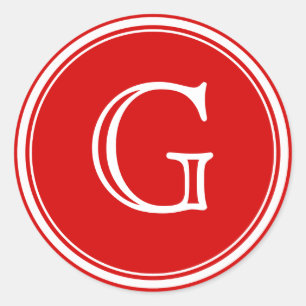 Red Monogram Envelope Seals Favor Tags