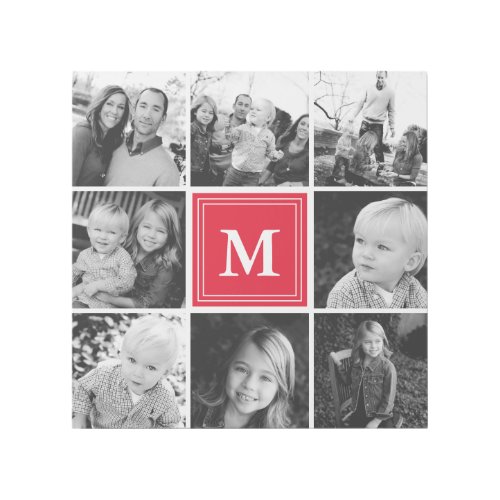 Red Monogram Family Photo Collage Gallery Wrap