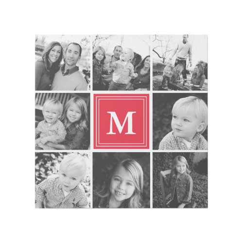 Custom Wood Signs 9 Red Monogram Family Photo Collage Gallery Wrap