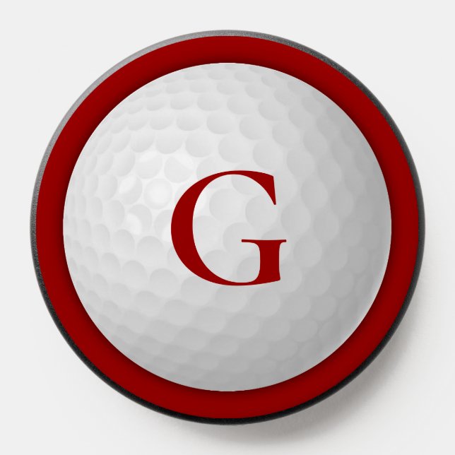 Red Monogram Golf Ball PopSocket (Popsocket)