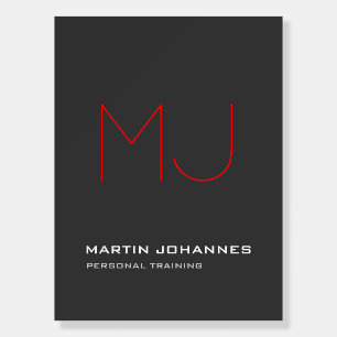 Red Monogram Grey Personal Trainer Business Foam Board